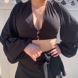 Bishop Sleeve Crop Blouse